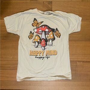 Persaya Cream Tee with Orange & Red Mushroom Graphic